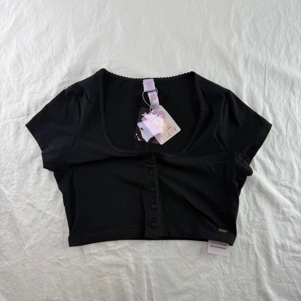 NWTs Savage X Fenty Button Up Crop Top Women's Sz M